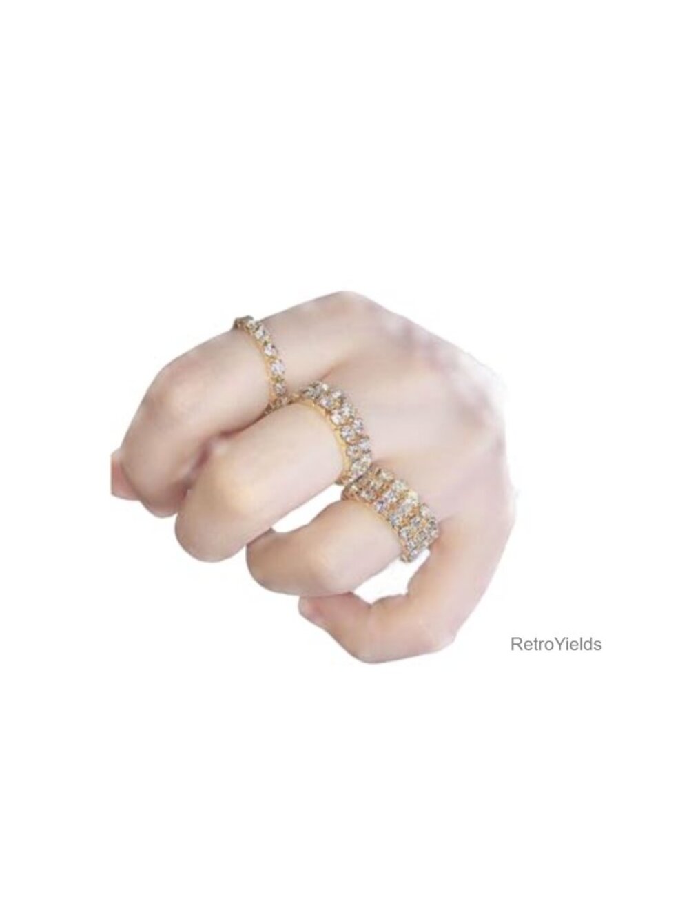 Rhinestone Crystal Stackable Elastic Rings Wide Band Women Jewelry